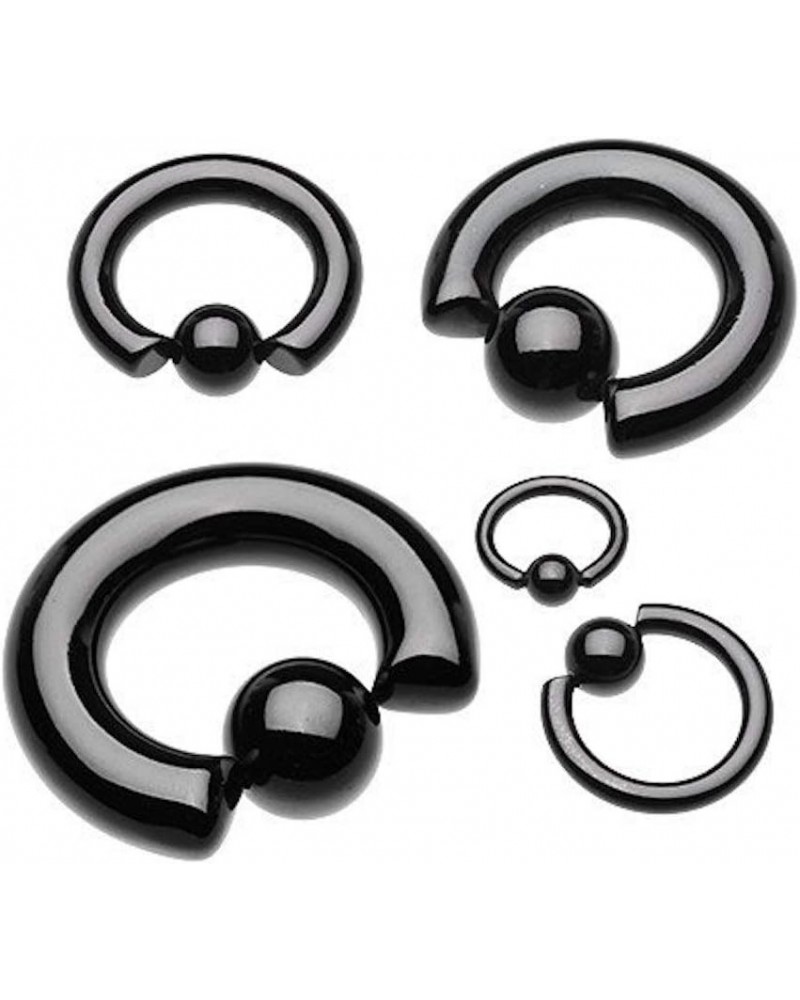 Colorline PVD Steel Captive Bead Ring Size: 2GA, Length:19mm, Ball: 10mm, Black $9.85 Body Jewelry