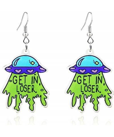 Fun UFO Alien Spaceship Dangle Earrings for Women Girls Novelty Punk Acrylic Cartoon Space Spacecraft Flying Saucer Lightweig...