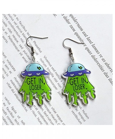 Fun UFO Alien Spaceship Dangle Earrings for Women Girls Novelty Punk Acrylic Cartoon Space Spacecraft Flying Saucer Lightweig...