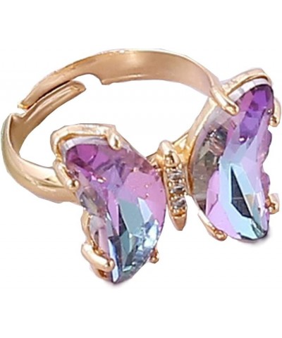 Colorful Statement Butterfly Ring for Women Adjustable Stacking Rings Cubic Zirconia Butterfly Jewelry Gifts Colorful $5.99 R...