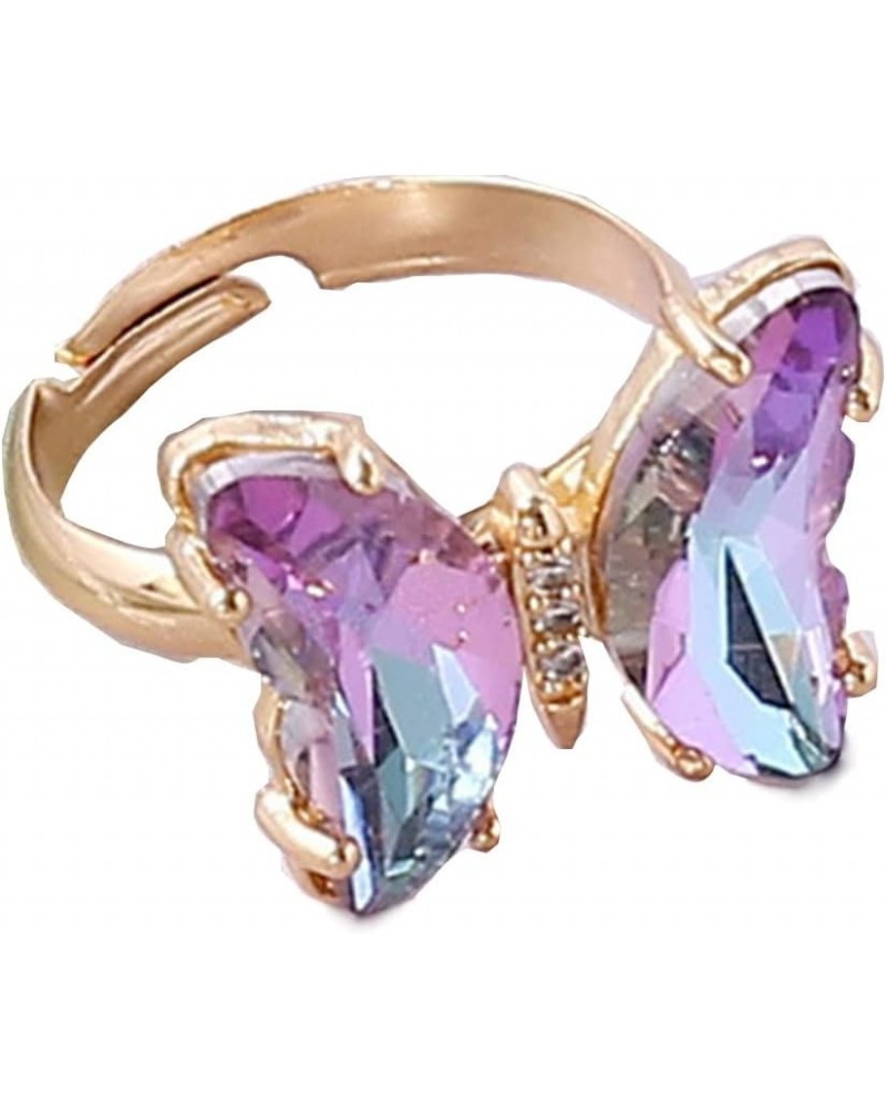 Colorful Statement Butterfly Ring for Women Adjustable Stacking Rings Cubic Zirconia Butterfly Jewelry Gifts Colorful $5.99 R...