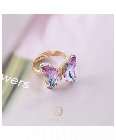 Colorful Statement Butterfly Ring for Women Adjustable Stacking Rings Cubic Zirconia Butterfly Jewelry Gifts Colorful $5.99 R...