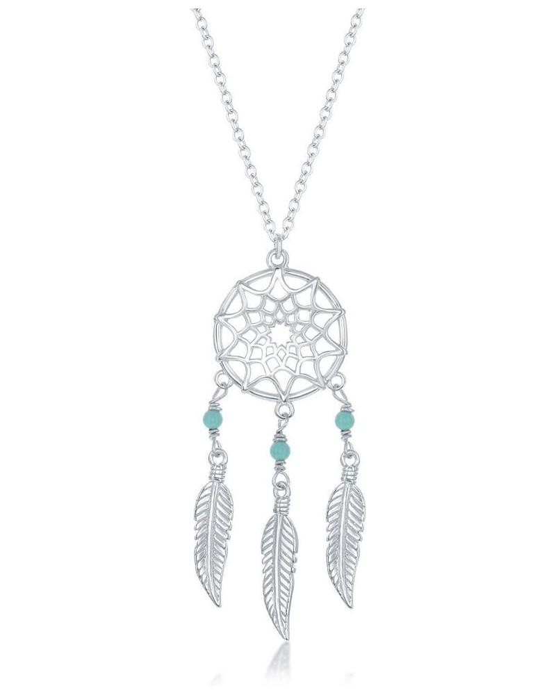 Sterling Silver Created Turquoise Dream Catcher 16+2" Necklace $23.93 Necklaces