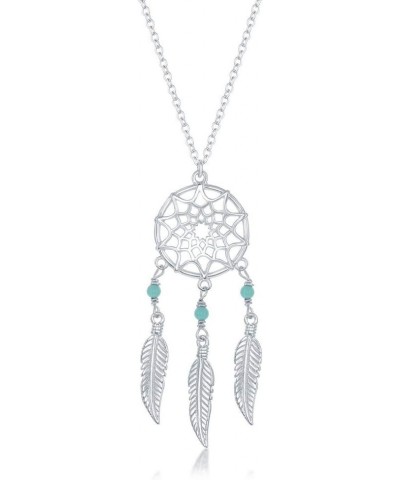 Sterling Silver Created Turquoise Dream Catcher 16+2" Necklace $23.93 Necklaces