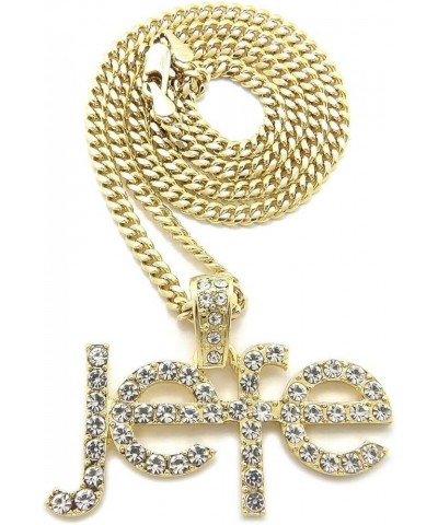 Iced Gold Silver Plated Boss Jefe Pendant & 18" 20" 24" Cuban/Rope/Box Chain Hip Hop Jewelry Necklace (GOLD) 18" CUBAN CHAIN ...