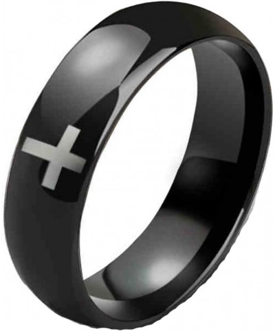 Womens 4mm Tungsten Carbide White Cross Ring Wedding Engagement Black Domed Band For Him Her Comfort Fit $10.50 Rings