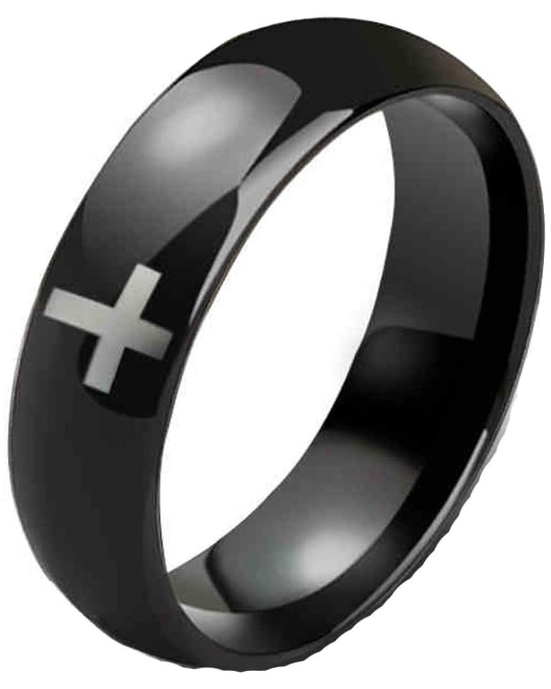 Womens 4mm Tungsten Carbide White Cross Ring Wedding Engagement Black Domed Band For Him Her Comfort Fit $10.50 Rings