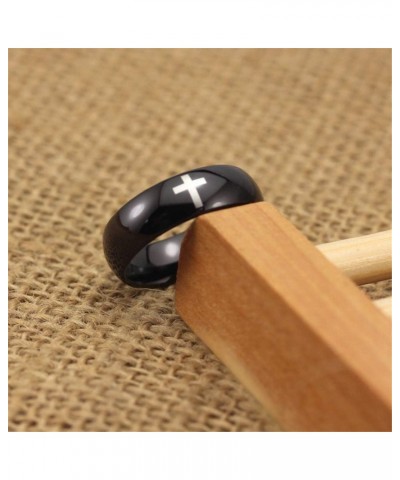 Womens 4mm Tungsten Carbide White Cross Ring Wedding Engagement Black Domed Band For Him Her Comfort Fit $10.50 Rings