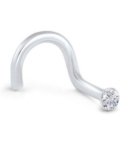 925 Sterling Silver Nose Screw Ring Tiny Micro 1mm CZ 22G LightBlue-Left Nostril Screw $9.00 Body Jewelry