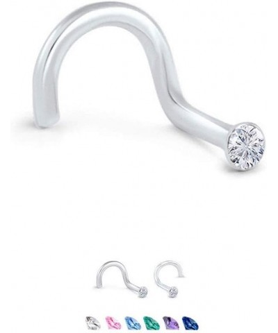 925 Sterling Silver Nose Screw Ring Tiny Micro 1mm CZ 22G LightBlue-Left Nostril Screw $9.00 Body Jewelry