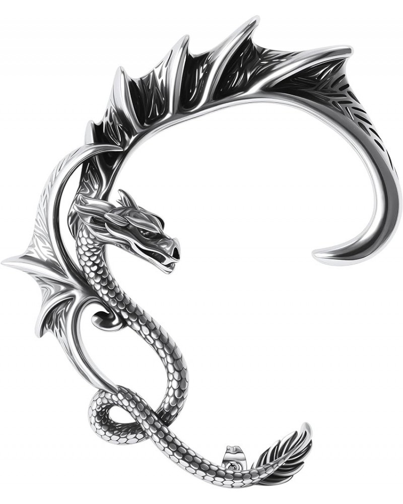 Gothic Dragon Ear Cuff 1pcs Retro Silver Punk Hip Hop Stainless Steel Snake Dragon Cuff Earring Cartilage Climber Ear Wrap Ea...