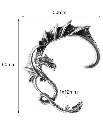 Gothic Dragon Ear Cuff 1pcs Retro Silver Punk Hip Hop Stainless Steel Snake Dragon Cuff Earring Cartilage Climber Ear Wrap Ea...