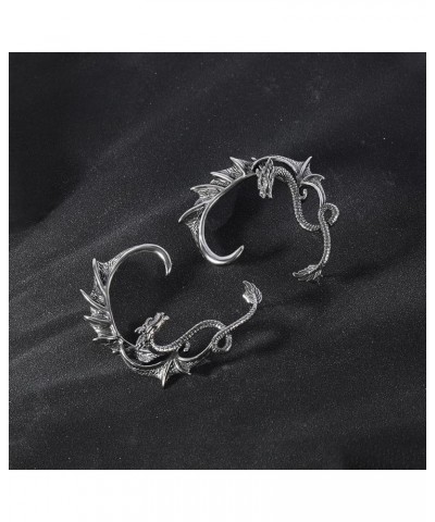 Gothic Dragon Ear Cuff 1pcs Retro Silver Punk Hip Hop Stainless Steel Snake Dragon Cuff Earring Cartilage Climber Ear Wrap Ea...