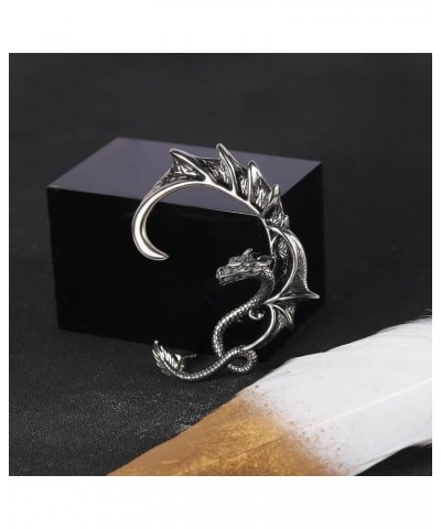 Gothic Dragon Ear Cuff 1pcs Retro Silver Punk Hip Hop Stainless Steel Snake Dragon Cuff Earring Cartilage Climber Ear Wrap Ea...