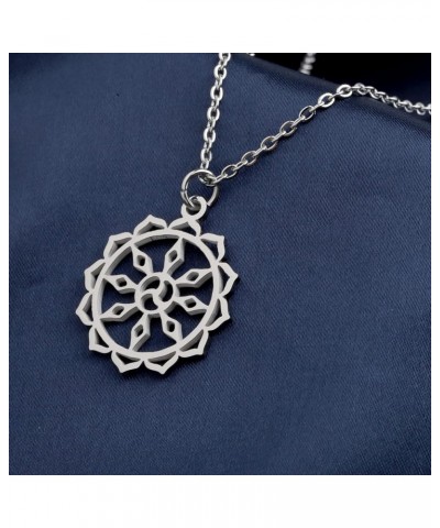 Wheel of Dharma Stainless Steel Necklace Buddhist Symbol Jewelry Buddhist Necklace Wheel of Dharma N $9.84 Necklaces