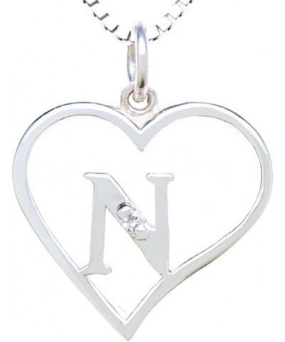 Sterling Silver Diamond Pendant Heart & Letter Letter N $34.30 Necklaces