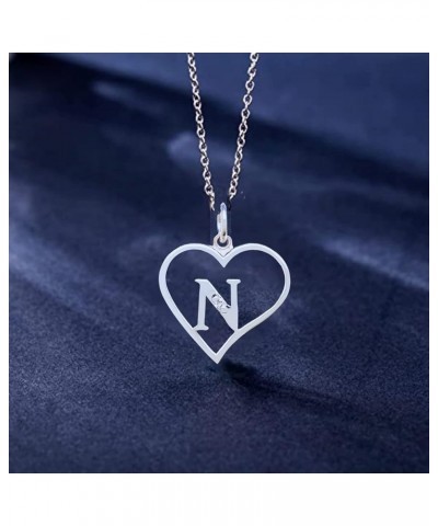 Sterling Silver Diamond Pendant Heart & Letter Letter N $34.30 Necklaces