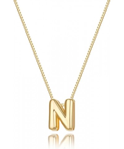 Bubble Initial Necklaces Dainty Gold Letter Necklace 14K Gold Plated Cute Name Choker Necklaces for Women Trendy Gold Persona...