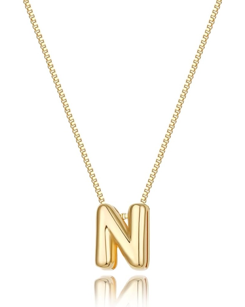 Bubble Initial Necklaces Dainty Gold Letter Necklace 14K Gold Plated Cute Name Choker Necklaces for Women Trendy Gold Persona...