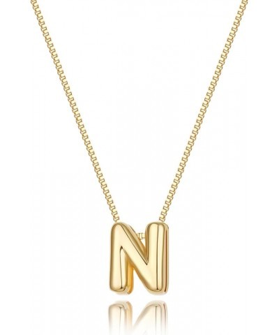 Bubble Initial Necklaces Dainty Gold Letter Necklace 14K Gold Plated Cute Name Choker Necklaces for Women Trendy Gold Persona...