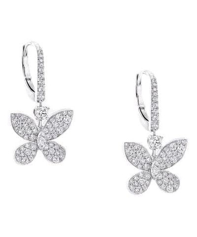 rkjewellry_store || Butterfly Shape 2.50 Ct Round Cut Diamond Drop & Dangle Earrings 14K White Gold Finish For Women's & Girl...