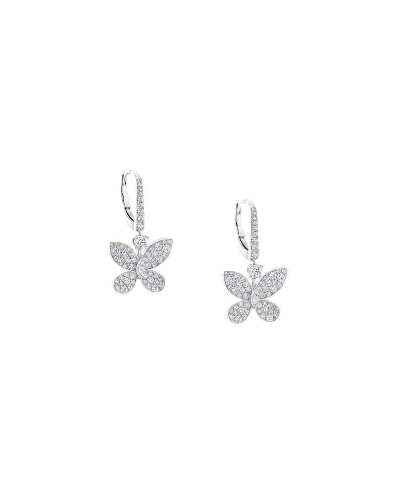 rkjewellry_store || Butterfly Shape 2.50 Ct Round Cut Diamond Drop & Dangle Earrings 14K White Gold Finish For Women's & Girl...