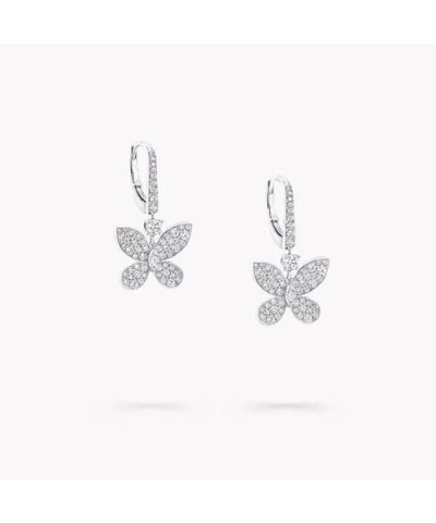 rkjewellry_store || Butterfly Shape 2.50 Ct Round Cut Diamond Drop & Dangle Earrings 14K White Gold Finish For Women's & Girl...