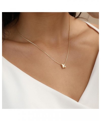 Bubble Initial Necklaces Dainty Gold Letter Necklace 14K Gold Plated Cute Name Choker Necklaces for Women Trendy Gold Persona...