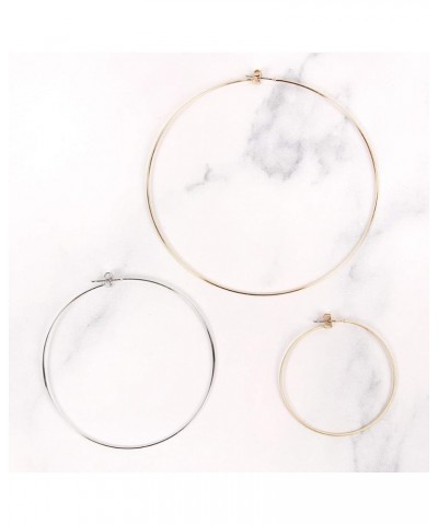 Lightweight Endless Simple Hoop Earrings - Infinity Round Circle Seamless Thin Hoops Thin Butterfly Back 60mm - Matte Silver ...