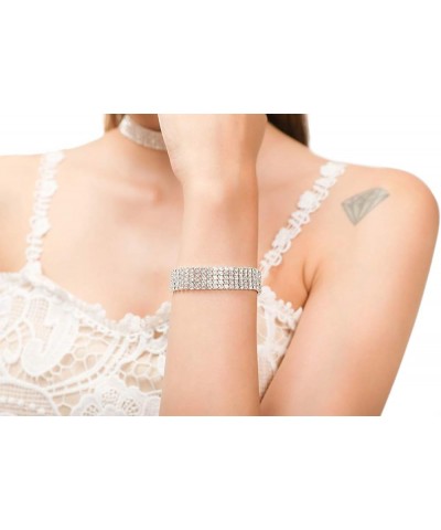 CZ Tennis Bracelets Classic Sparkly Rhinestone Bracelets for Women Girls Adjustable Wrist Chain 5 rows Brass $8.69 Bracelets