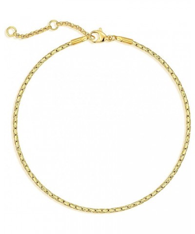 Gold Link Anklet for Women 18K Gold Dainty Simple Flat Surface Chain Anklet Delicate Summer Beach Jewelry Flat Squama Chain $...