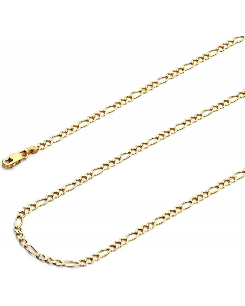 14K Solid Gold Figaro Chains (Select Options) 16 Inches Yellow Gold $274.88 Necklaces