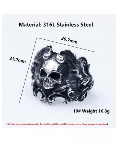 Skull Rings Stainless Steel Jewelry Edgy Chunky Death Ring for Men R-826 $12.97 Rings