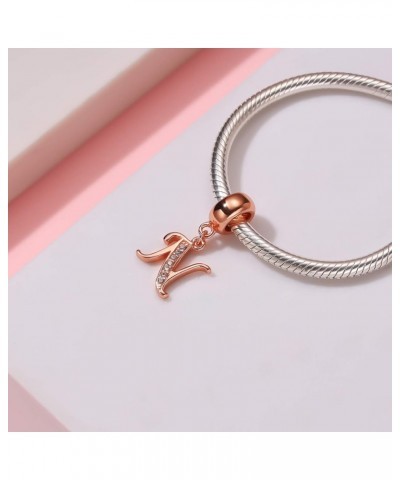 Rose Gold Letter Charms 925 Sterling Silver Initial A-Z Alphabet Beads Charm with CZ fit Pandora European Bracelet Gifts for ...