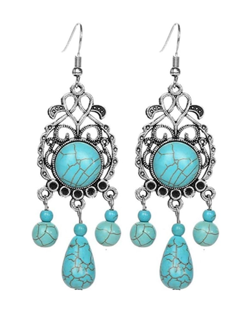 Bohemian Dangle Earrings Vintage Ethnic Water Drop Turquoise Tassel Long Earrings For Womens Girls A3 $7.41 Earrings