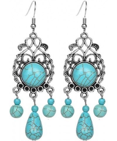 Bohemian Dangle Earrings Vintage Ethnic Water Drop Turquoise Tassel Long Earrings For Womens Girls A3 $7.41 Earrings