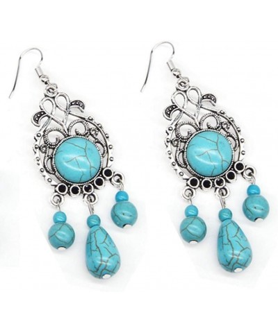 Bohemian Dangle Earrings Vintage Ethnic Water Drop Turquoise Tassel Long Earrings For Womens Girls A3 $7.41 Earrings