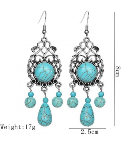 Bohemian Dangle Earrings Vintage Ethnic Water Drop Turquoise Tassel Long Earrings For Womens Girls A3 $7.41 Earrings