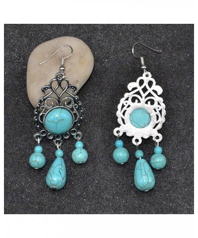 Bohemian Dangle Earrings Vintage Ethnic Water Drop Turquoise Tassel Long Earrings For Womens Girls A3 $7.41 Earrings