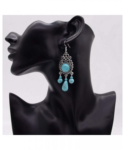 Bohemian Dangle Earrings Vintage Ethnic Water Drop Turquoise Tassel Long Earrings For Womens Girls A3 $7.41 Earrings