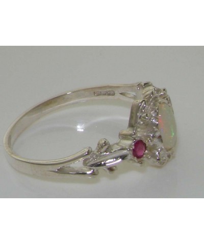 925 Sterling Silver Real Genuine Opal and Ruby Womens Band Ring $53.40 Rings