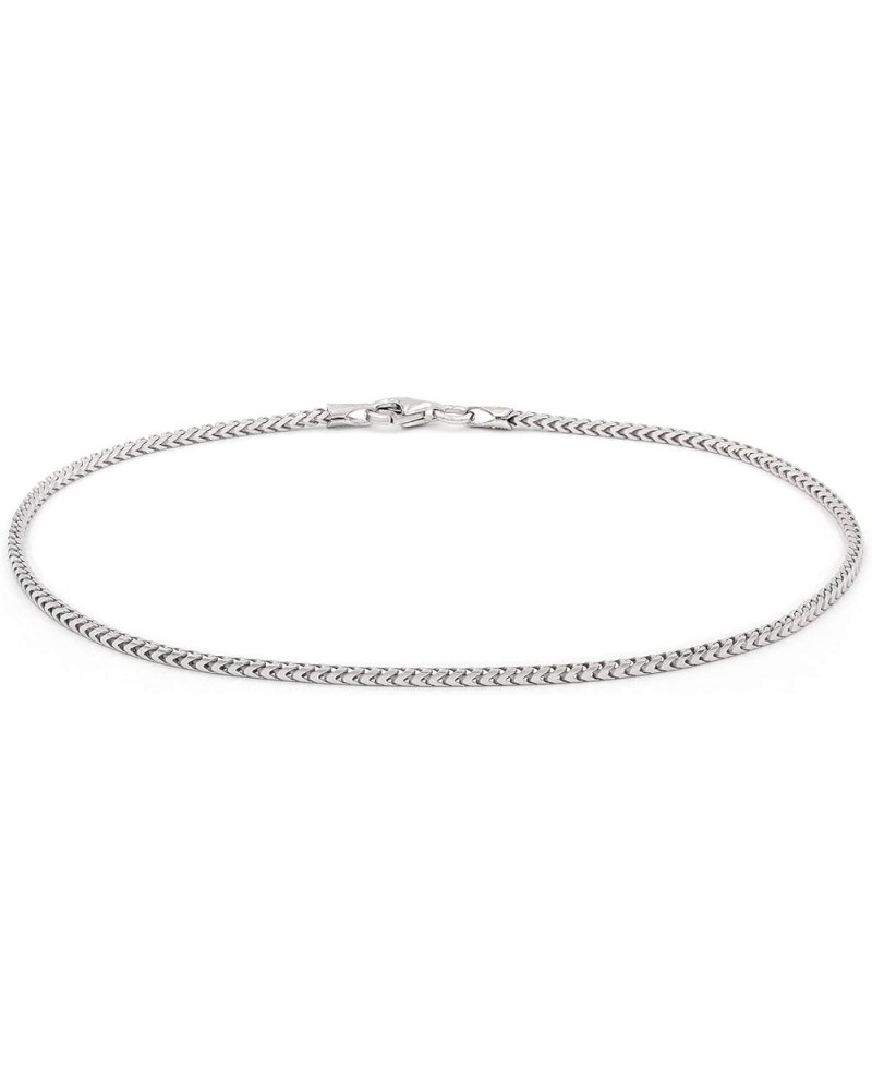 925 Italian Sterling Silver 1mm - 5.5mm Solid Franco Chain, Rhodium Plated Square Box Link Necklace, Bracelet or Anklet 1.5mm...