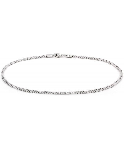 925 Italian Sterling Silver 1mm - 5.5mm Solid Franco Chain, Rhodium Plated Square Box Link Necklace, Bracelet or Anklet 1.5mm...