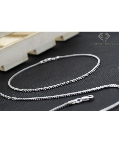 925 Italian Sterling Silver 1mm - 5.5mm Solid Franco Chain, Rhodium Plated Square Box Link Necklace, Bracelet or Anklet 1.5mm...