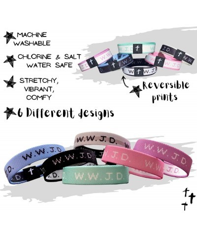 W.W.J.D Bracelet Elastic - WWJD Bracelets 6 pack or 1 pack - Jewelry for Women - Roped Elastic strap Bracelets Purple (8in) L...