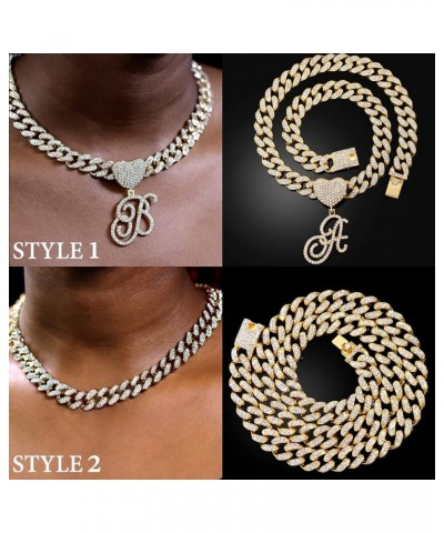 Gold Initial Cuban Link Chain for Women Miami Iced Out Chain for women Bling Diamond Chain Necklace Hip Hop Jewelry U $10.39 ...