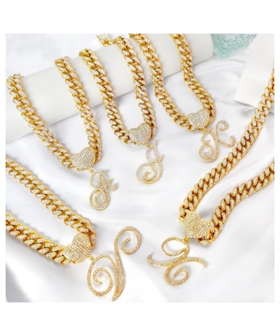 Gold Initial Cuban Link Chain for Women Miami Iced Out Chain for women Bling Diamond Chain Necklace Hip Hop Jewelry U $10.39 ...