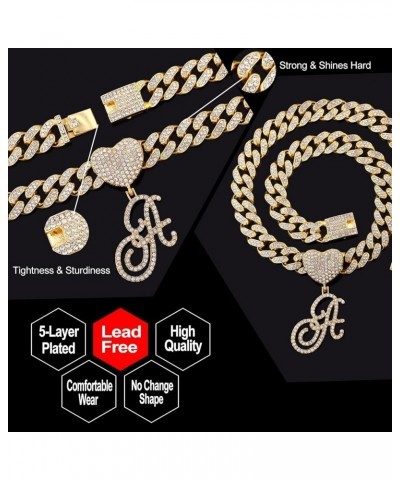 Gold Initial Cuban Link Chain for Women Miami Iced Out Chain for women Bling Diamond Chain Necklace Hip Hop Jewelry U $10.39 ...