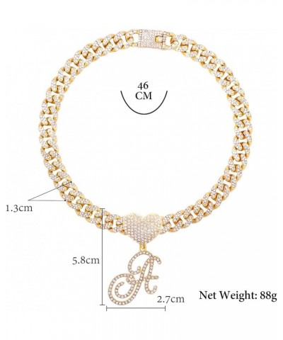 Gold Initial Cuban Link Chain for Women Miami Iced Out Chain for women Bling Diamond Chain Necklace Hip Hop Jewelry U $10.39 ...