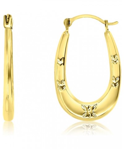 14K Yellow Gold 2x20mm Polished or Diamond Cut Small Lightweight Oval Hoop Earrings Oval Diamond Cut $35.70 Earrings